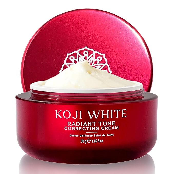 Koji White 1% Kojic Acid Cream | Face Moisturizer Radiant Tone Correcting Cream with 1% Alpha-Arbutin, 3% Niacinamide & Hyaluronic Acid for All Skin Types, Unscented, Vegan Skincare, 1.05 FL Oz
