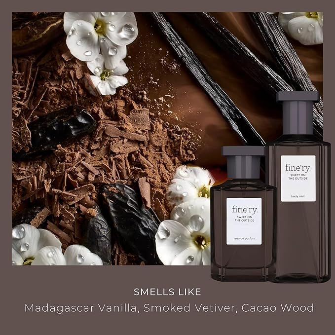 Fine'ry Sweet on the Outside Vanilla Hair + Body Fragrance Fine Mist Spray | Warm Gourmand Scent with Madagascar Vanilla & Cacao Woods, Vegan & Cruelty-Free, Long-Lasting | Gift for Her (5 Fl Oz)