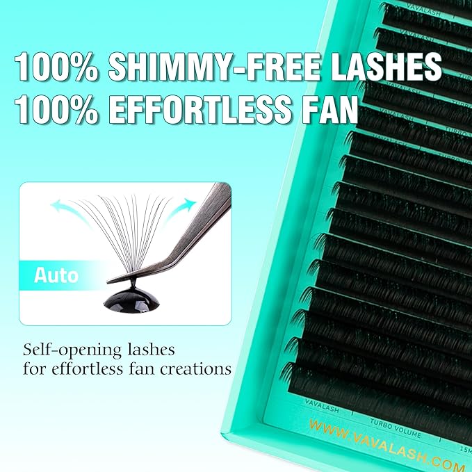 Shimmy-free Lashes Extenisons Self Fanning Eyelash Extensions 0.03 0.05 Turbo Volume Lashes C/CC/D Curl 13-20mm Mixed True Matte Black Lash Extensions Professional Volume Eyelashes (0.05-C-13-20mm)