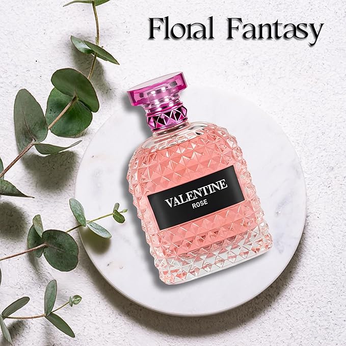A CENTER 4PCS Perfume Set for Women - Floral Fragrance Gift Set with Vanilla,Sweet Fruity, Eau De Parfume| 3.4 Fl Oz Each Women's Cologne(Valentine Milano/Rose/Pink,Valuable,)
