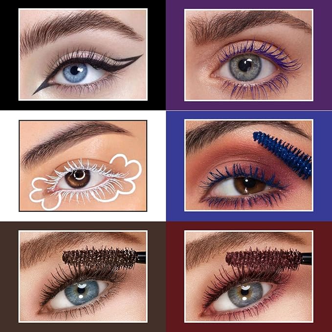 UCANBE Blue Mascara and Liquid Eyeliner Set, Waterproof Colored Eye Makeup Duo - Enhance Your Gaze with Natural Lasting Lift & Curl for Lashes and Pigmented Smudge-Proof Eye Liner