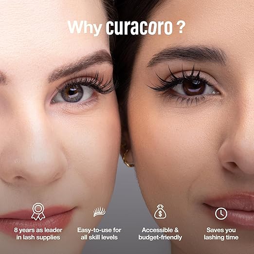 Curacoro Professional Eyelashes Glue - Extra Strong Adhesive for Salon Use, Clear & Black, Multiple Drying Times (0.5-3 Sec), 0.17 fl.oz / 5ml, 7-8 Week Retention - for Trained Lash Technicians Only