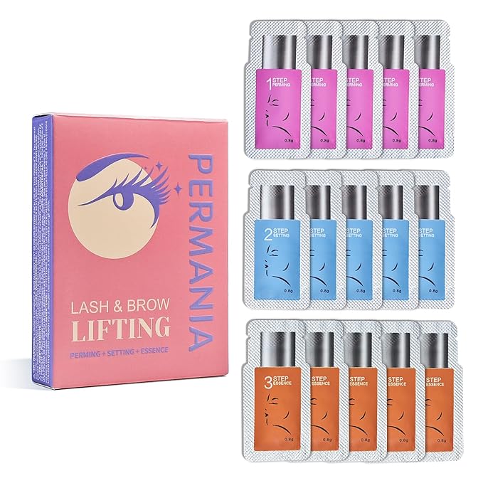 PERMANIA Eyelash Lift Kit, 15 Pcs Separate Steps Lotion for Salon or at Home for Lash Perm & Brow Lamination (without tools)