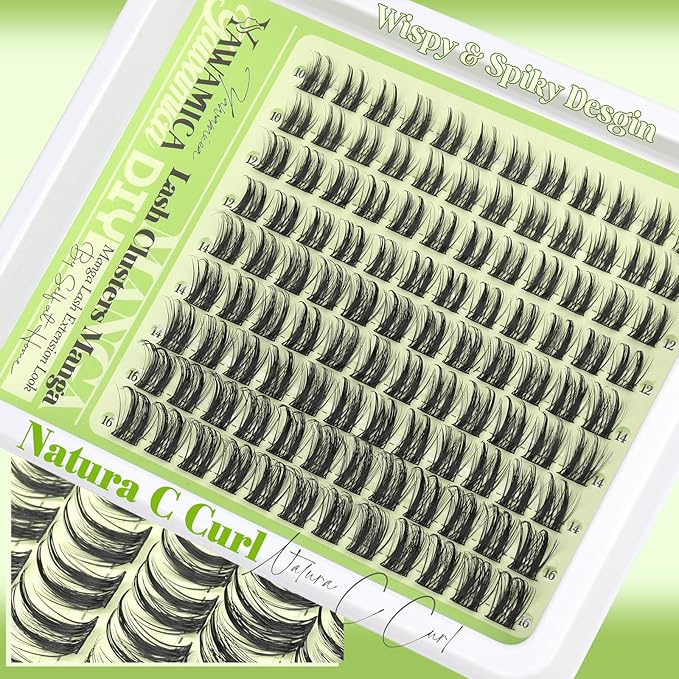 Wispy Lash Clusters Kit Natural Eyelash Clusters Spiky Lash Extension Kit Pestañas Postizas Naturales C Curl Individual Lashes 10-16mm Cluster Eyelash Extensions Kit with Remover DIY Lash at Home