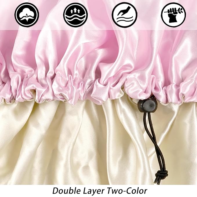 Satin Silk Bonnet For Curly Hair Bonnet Braid Bonnet For Sleeping Bonnets For Women Large Double-layer Adjustable