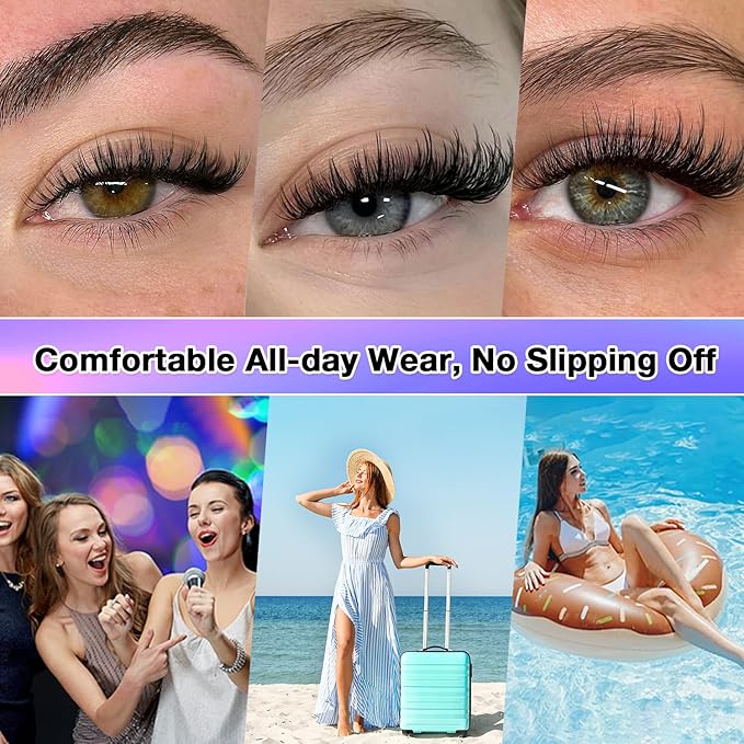 AILAISHI Lash Clusters Kit, DIY Cluster Eyelash Extensions 9‑16mm, 40D+50D, 280pcs Fluffy D Curl Natural Lashes with Bond & Seal,Remover,Tweezers,Brush–Fake Cat Eye Wispy Individual Clusters