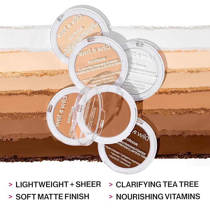 wet n wild Bare Focus Clarifying Finishing Powder | Matte | Pressed Setting Powder Translucent (Pack of 2)