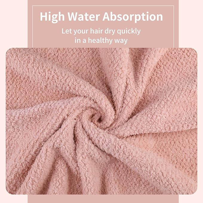 Laojbaba Microfiber Hair Towel Quick Dry Hair Towel Hair Drying Towels Suitable for All Kinds of Hair Ultra Absorbent Long and Thick Hair 24X48inch Lotus Root Pink (1pcs)