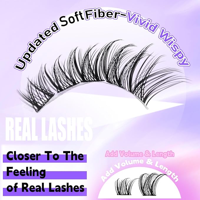 Lash Clusters Natural Wispy Cluster Eyelash Extensions 10-18mm Individual Lashes DIY Cluster Lashes Extension Soft Comfortable Eyelash Clusters with Thin Band by Himirell