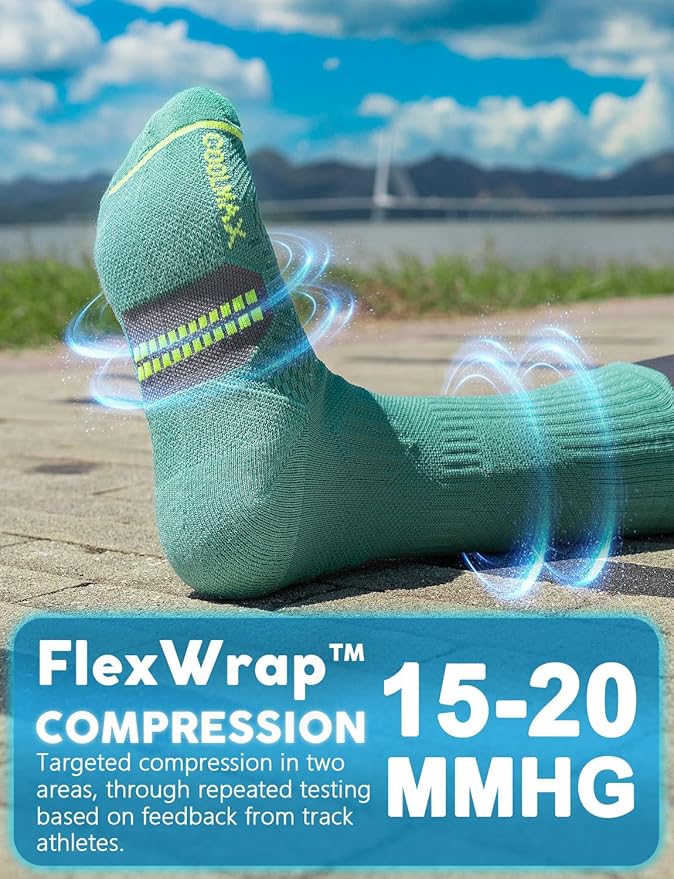 Juclise Womens Coolmax Bamboo Viscose Compression Running Crew Socks, Moisture-Wicking Anti-Blister Hiking&Gym Athletic