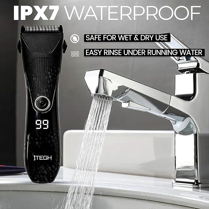 TEGH 7-in-1 Men’s Beard & Body Grooming Kit – Cordless Electric Beard, Hair & Body Trimmer for Men, Rechargeable Waterproof Groomer with Adjustable Guards