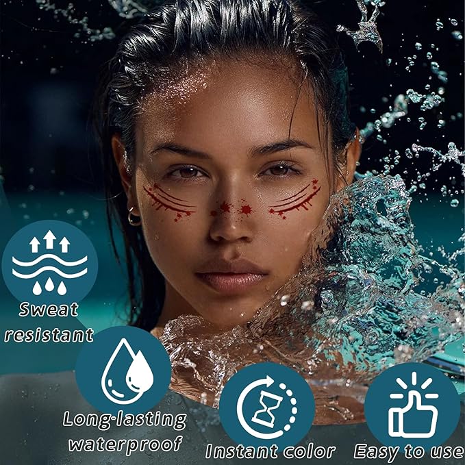 10Pcs Glitter Freckles Face Tattoo,Halloween Face Glitter Makeup Patches Horror Sparkle Freckles Patches Waterproof Makeup Speckles for Face Accessories Festival Rave