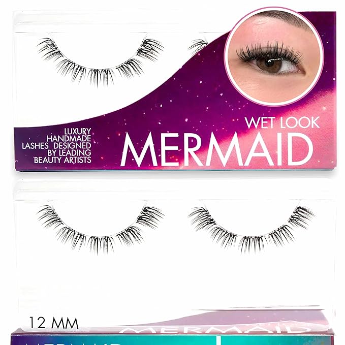 GAZELLE Luxury Mermaid Wet Look Natural Lash Clusters 12mm – Wispy Eyelash Clusters, High Volume Glossy Finish, Korean Silk PBT, DIY Application