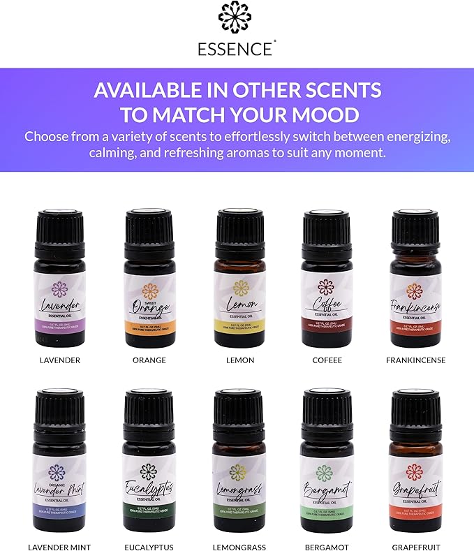 Essence Lavander Mint Essential Oil – 100% Pure & Therapeutic Grade – Perfect for Aromatherapy, Diffusers & Recharging Essence Nasal Diffuser Rings – Natural Stress & Mood Support (5mL)