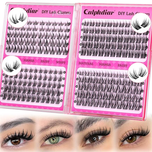 Wispy Lash Clusters Natural Eyelashes Clusters 4 Styles Fairy Cluster Eyelash Extensions 220pcs Cluster Lashes C Curly Manga Individual Lashes 10-18mm DIY Lash Extension Natural Look by calphdiar