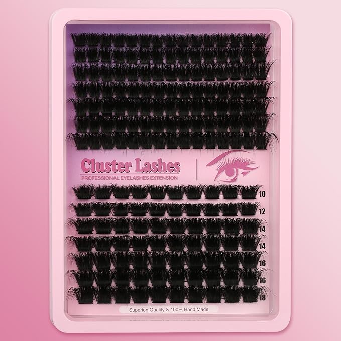 D Curl Lash Clusters Extensions 175 Pcs Individual Eye lash Clusters 150+200D Cluster Eyelash Lashes Wispy Clusters Lashes Makeup at Home - DIY Lash Extension Kit for Self Application