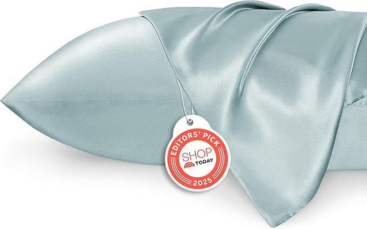 Bedsure King Size Satin Pillowcase Set of 2 - Light Turquoise Silky Pillow Cases for Hair and Skin with Envelope Closure, Similar to Silk Pillow Cases, Gifts for Women Men, 20x36 Inches, 2pcs