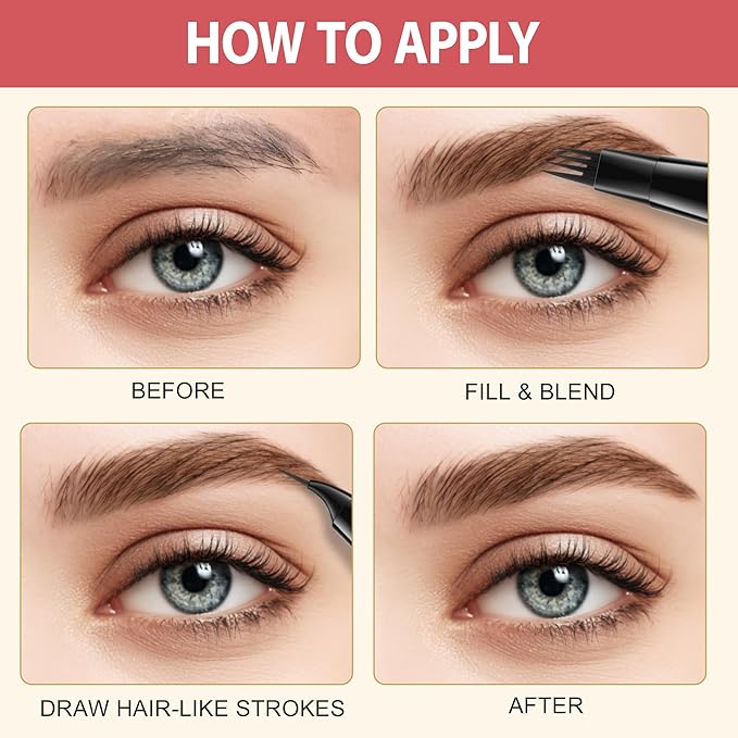 LAVONE Eyebrow Pen,2-IN-1 Dual-ended Waterproof Eyebrow Pencil,with 4 Tip Microblading Eyebrow Pen and Ultra-Precise Brow Pencil,Dual-ended Eyebrow Brush, for Natural Looking - Blonde 01