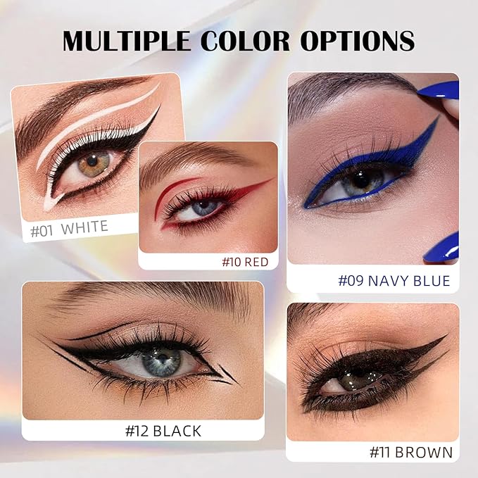 White Matte Liquid Eyeliner Pen, Waterproof Smudge Proof Eye Liner Pencil, Brown Liquid Liner for Face Body Paint, Long Lasting & Quick Dry Bright Colorful Eyeliner Pen Eye Makeup #01
