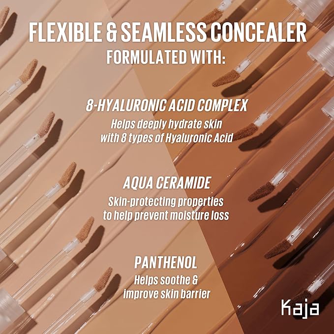 Kaja Liquid Concealer - Don't Settle | Buildable, Lightweight, Light-to-medium Coverage, Color-correcting, 10 Maple, 0.21 Oz