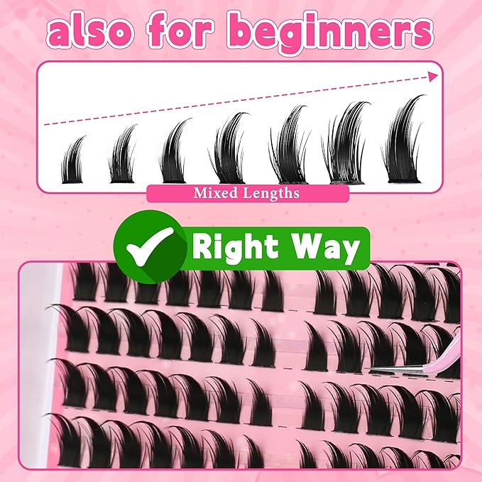 Spikes Lash Clusters Eyelash Clusters Volume Long 12-18mm Individual Lashes DIY Spiky Lash Extension Mega Cluster Eyelash Extensions Mink Strips Lashes Thick