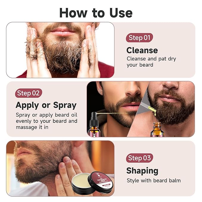 Beard Growth kit & Beard Balm - Beard Growth Kit with 5% Concentration Biotin for Men, Natural Ingredients with Argan Oil, Jojoba Oil and Vitamin (Mystic Hour)