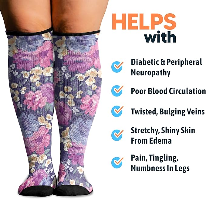 Viasox Compression Socks for Women and Men, Knee High Socks 12-15 mmhg Circulation Support for Flight, Travel, Daily