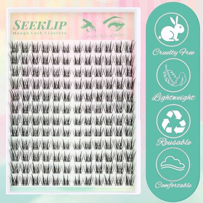 Lash Clusters Manga Natural Clear Band Deer Eyelash Clusters Wispy C Curl 144PCS 8-18MM Mixed Anime Individual Lashes Left & Right Spiky Eyelash Extensions for DIY Doe Eyed at Home (Spark)