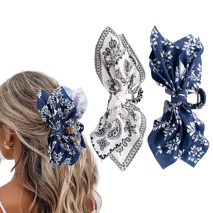Bow Claw Hair Clips 2PCS Paisley Big Hair Bows for Women Butterfly Styling Large Hair Clips for Thick Hair for Girls Hair Accessories for Teens Gifts for Valentine's Day