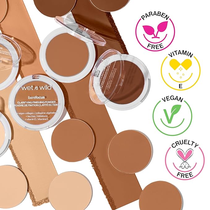 wet n wild Bare Focus Clarifying Finishing Powder | Matte | Pressed Setting Powder Light-Medium (Pack of 2)