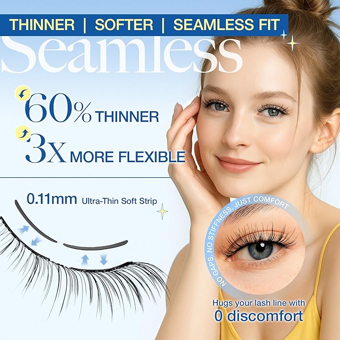 LASHVIEW Magnetic Eyelashes with Applicator Upgrade Soft Magnetic Eyelashes Natural Look Reusable No Glue or Eyeliner Needed Easy to Wear and Remove (RC01)