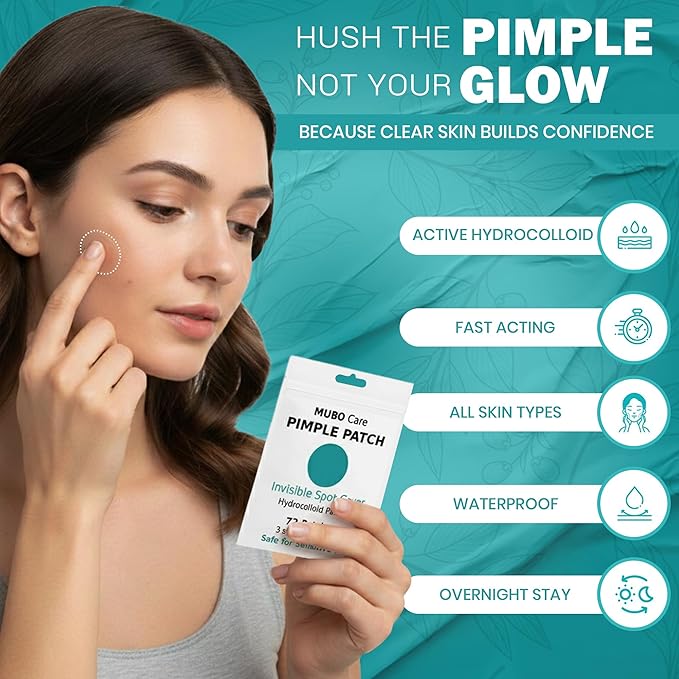 Mubo Care Pimple Patch – Hydrocolloid Acne Dots for Face, Invisible and Waterproof Blemish Spot Treatment – Fast Healing Pimple Stickers for All Skin Types (36 Count (Pack of 1))
