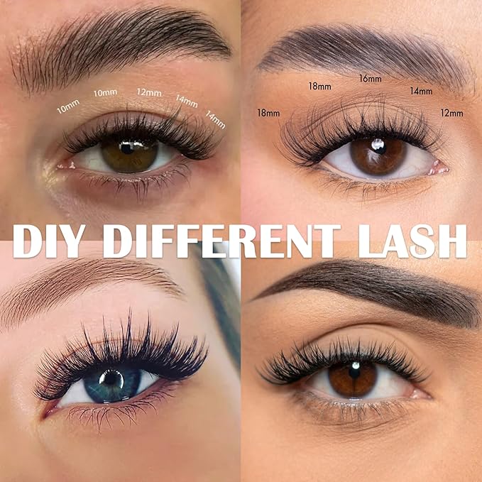 OCTOPY Wispy Lash Clusters Kit - DIY Extension Kit 240 PCS, 30D 40D Fluffy Cluster Eyelash Extensions 10-16mm, D Curl With Tweezers, Bond and Seal Waterproof