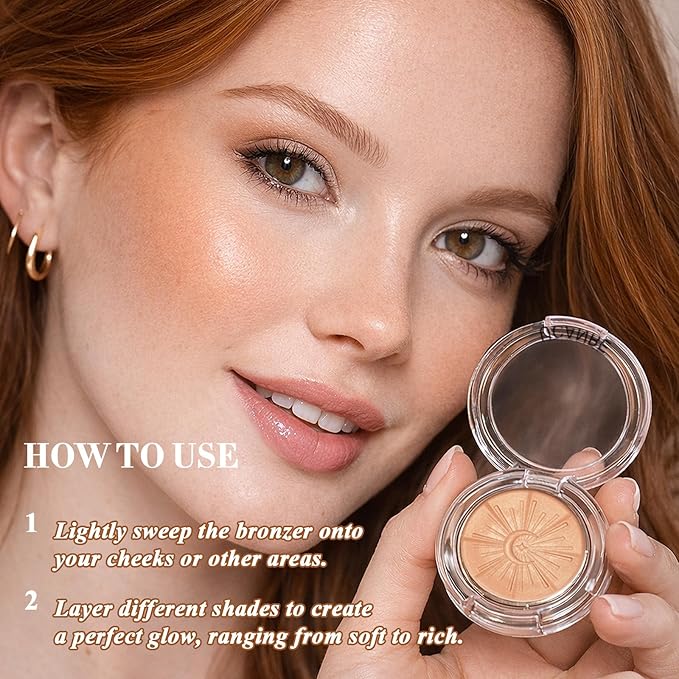 UCANBE Baked Luminous Bronzer Skin Enhancer, Buildable & Blendable Powder Bronzer 2-in-1 Highlight and Contour, Ultra-Fine Smooth Formula, Long-Lasting Natural Sunkissed Glow - 01Golden Crème (Bronze)