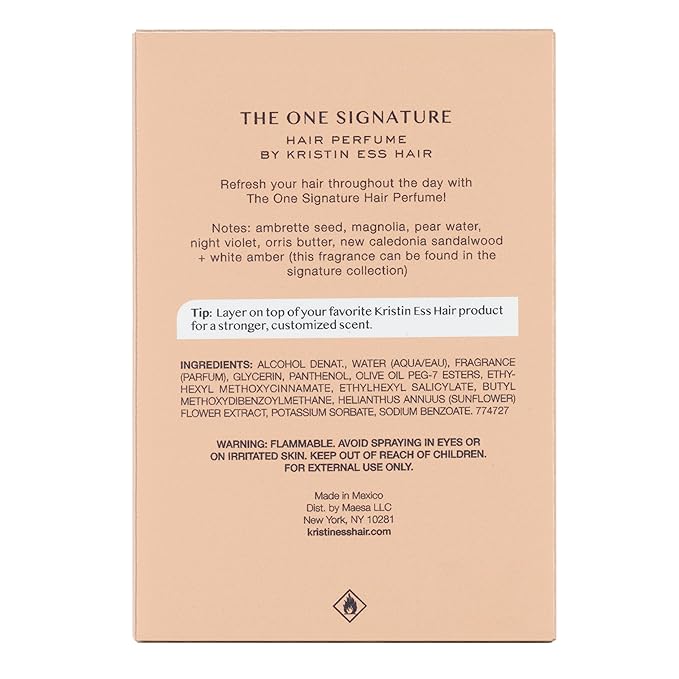 Kristin Ess One Signature Hair Perfume for Women - Pear, Sandalwood + Magnolia Fragrance - Long Lasting Scent Up to 8 Hours - Instantly Refreshing + Deodorizing Hair Spray - Freshen Hair + Body