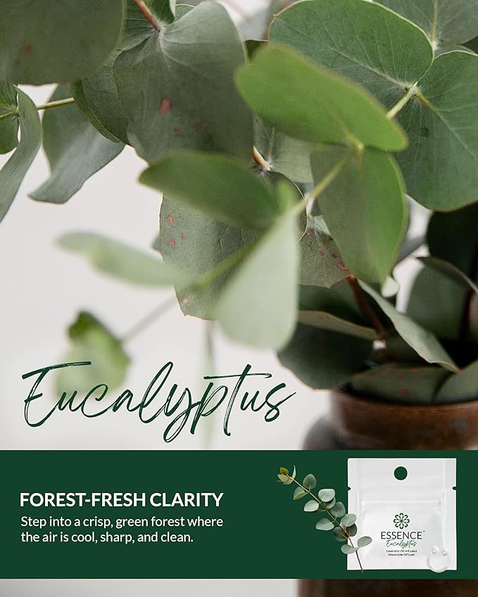 Essence Wearable Aromatherapy Nasal Diffuser – Eucalyptus Essential Oil Nose Ring Silicone Inhaler for Stress & Mood Support - Made in USA & Travel-Friendly (3 Pack)