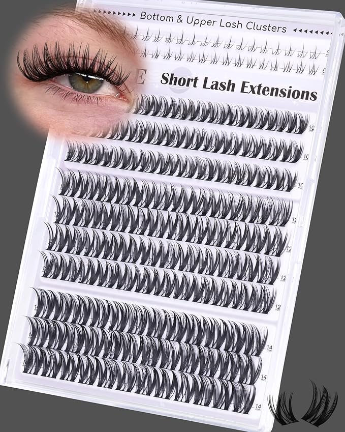 ALICE Flaunt Lash Clusters Natural Wispy Lash Extensions Short Volume 10-14mm Cluster Eyelash Extensions Thin Band Individual Lashes with Spiky Bottom Lashes