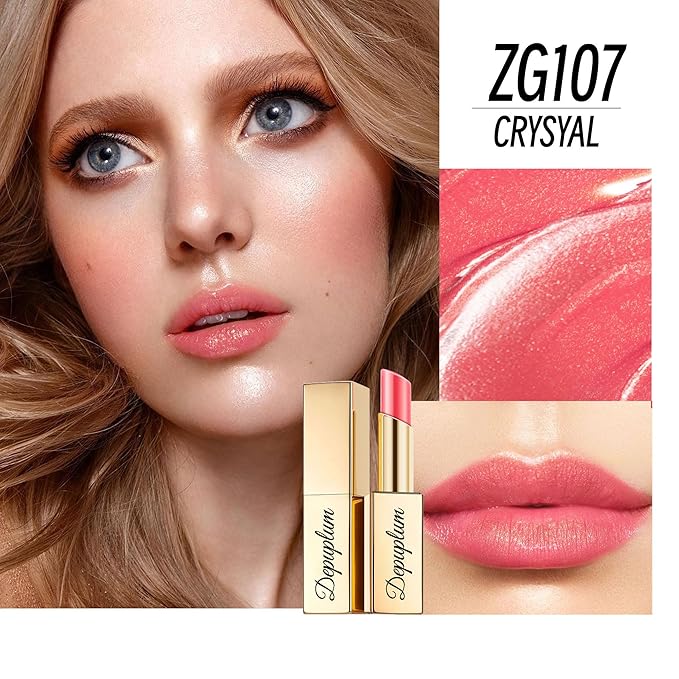 Nude Red Pink Lipstick Set for Women Shimmer Tinted Lip Balm Hydrating Moisturizing Lip Gloss Cruelty Free Lip Makeup, ZG107/108/109