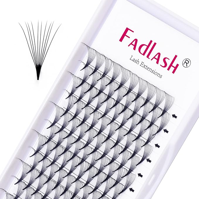 FADLASH Premade Fans Pointed Base 10D Premade Volume Eyelash Extensions Middle Stem Pre Fanned Lash Extensions Easy Application C/D Curl Eyelash Extension (10D-0.07-D, 12mm)