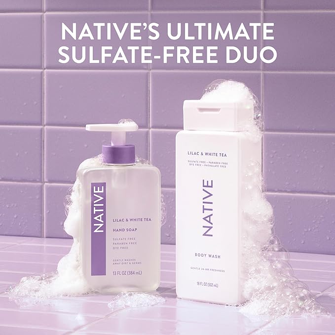 Native Sulfate Free Body Wash Contains Naturally Derived Ingredients | for Women & Men| Lilac & White Tea, 36 oz