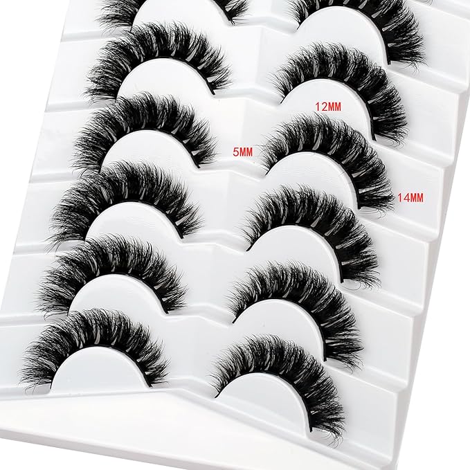 Pooplunch False Eyelashes Natural Volume Cat Eye Cluster Extensions Look Wispy Short Flared Fake Eyelash Faux Mink Lashes Strips 7 Pairs Pack