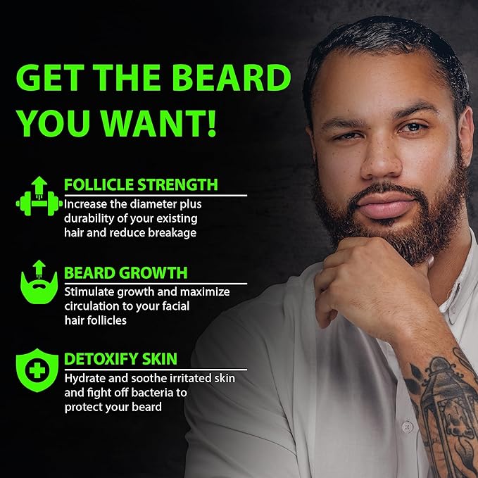 Biotin Beard Balm for Men - 2X Thickening for Beard and Mustache - Organic Mustache Wax with Castor Oil & Meadowfoam – Hydrating Facial Hair Growth Balm & Leave-In Conditioner