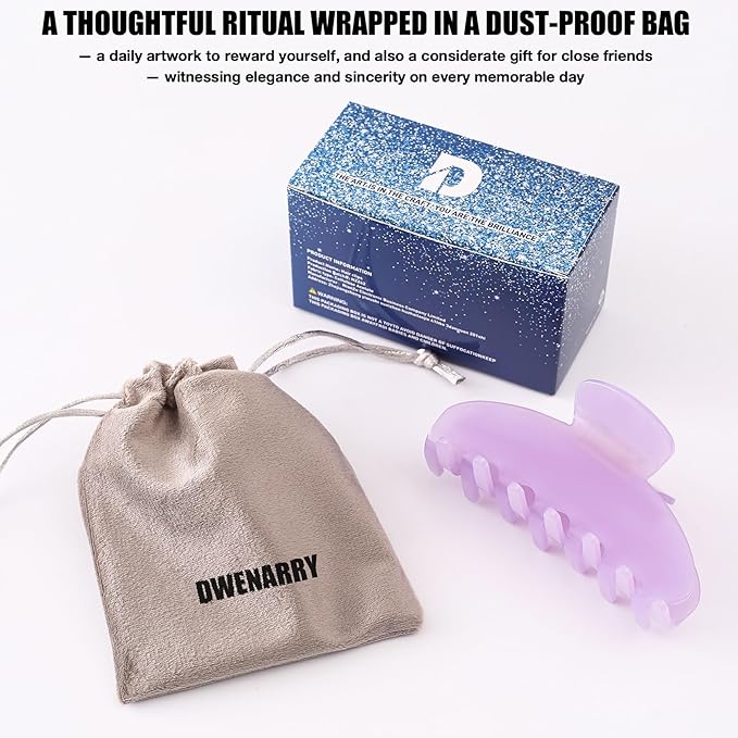 Big Hair Claw Clips for Thick Hair, Large Purple Hair Clips Acetate, Celluloid Butterfly Jaw Clips, Strong Hold for Women