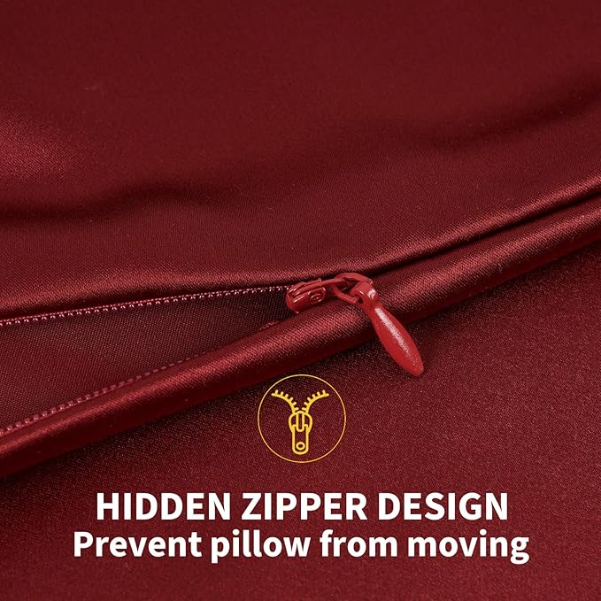 ZIMASILK 100% Pure Mulberry Silk Pillowcase for Hair and Skin Health,Soft and Smooth,Both Sides Premium Grade 6A Silk,600 Thread Count,with Hidden Zipper,1pc (Queen 20''x30'',Burgundy)
