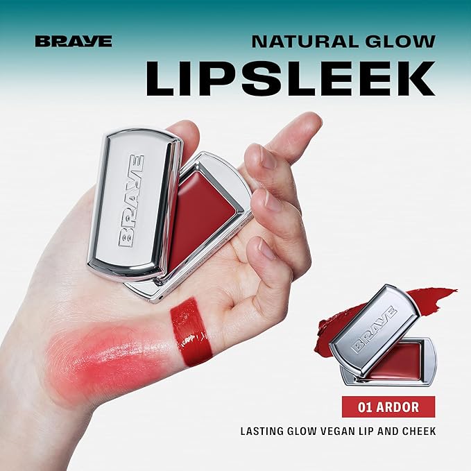 BRAYE LIPSLEEK | Lip Balm, Blush for Cheeks & Lips, Korean Makeup Blush, Cool Lip and Cheek Balm, Vegan Makeup, Lightweight w/Blendable & Buildable, Natural Look 01 ARDOR 0.08oz