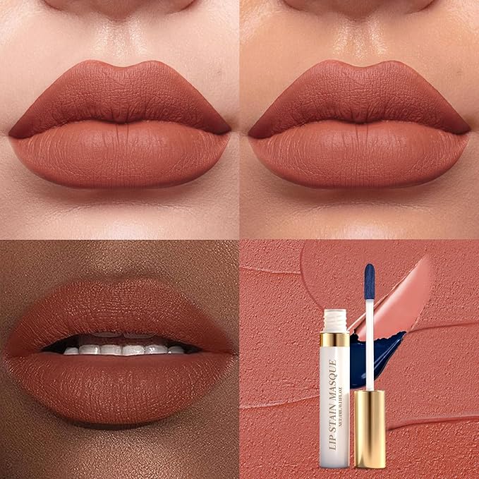 Lip Stain Peel Off & Wipe-Off, Long Lasting Waterproof Lip Tint, Smudge Proof, Transfer Resistant, Easy Wipe Finish, High Pigment Matte Lip Color, All-Day Kiss-Proof Lip Makeup 03#