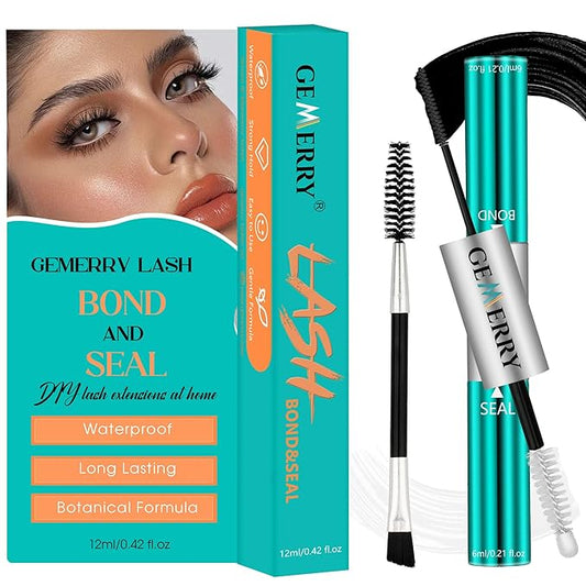 GEMERRY Lash Bond and Seal Waterproof 12ml Lash Glue for Lash Clusters Strong Hold for 72-96 Hours Lash Cluster Glue Mascara Eyelash Glue for Self Use at Home