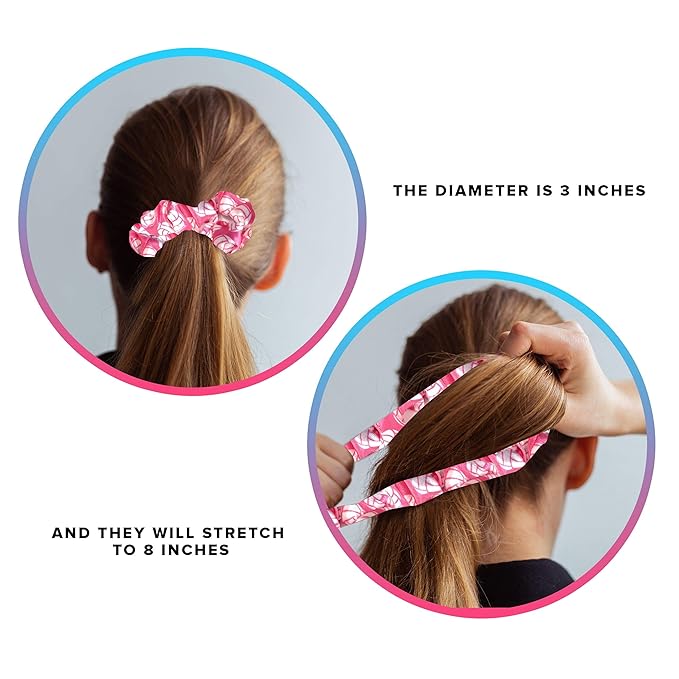 Volleyball Scrunchies, Velvet Hair Ties Headband Accessory, Set of 4 Pink