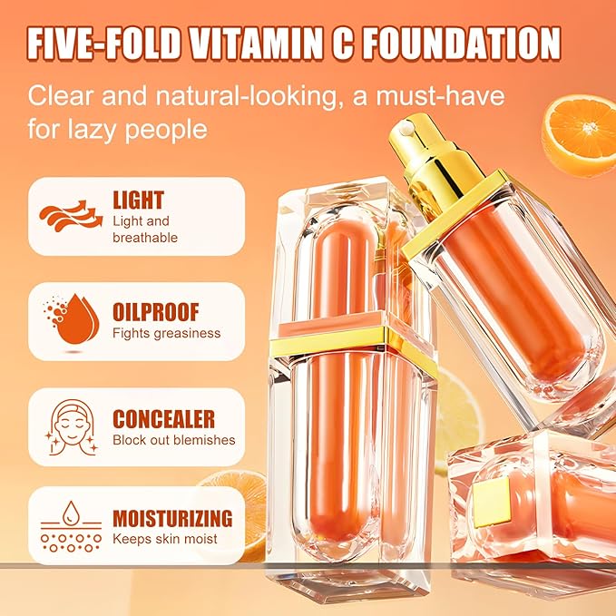 Five Vitamin C Tone-Up Cream,Five Vitamin C Creams Set,Vc BB Cream,Vc Face Moisturizing Makeup Creams,Lightweight Long Lasting Deep Hydration For All Skin Type & Daily Use(2PCS)