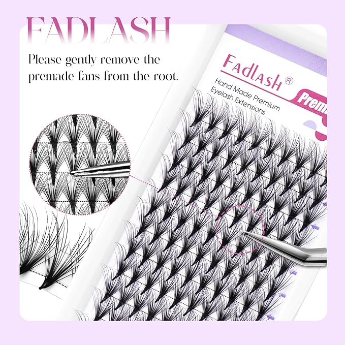 FADLASH Premade Lash Fans D Curl Premade Fans Eyelash Extensions 20D 0.07 Volume Lash Fans Premade Handmade Premade Lash Extensions Fans (20D-07D, Camellia)